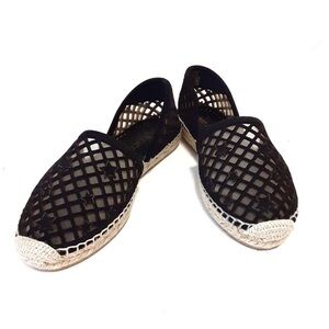 Jimmy Choo Black and Cream Espadrille Flats